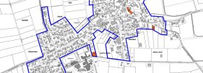 Ein Ausschnitt einer Ortskarte in der Baulücken eingezeichnet sind.