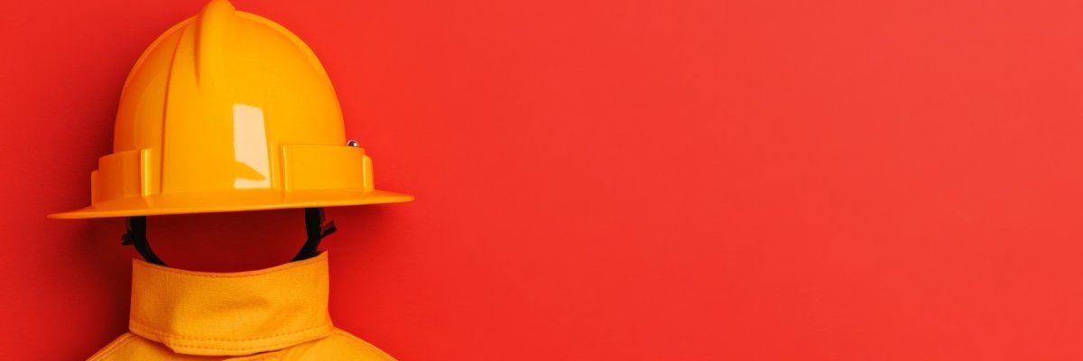 A firefighter toy figure stands next to a red fire hydrant, representing heroism and emergency services in a playful, child-friendly form.