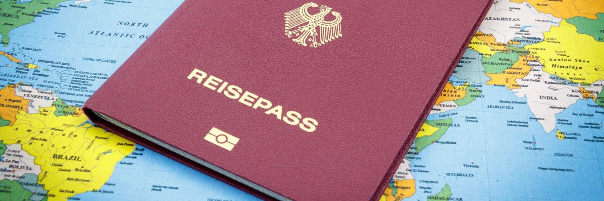 German Passport on a world map