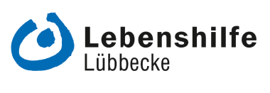 Zu sehen ist das blaue Logo sowie die schwarze Schrift der Lebenshilfe Lübbecke