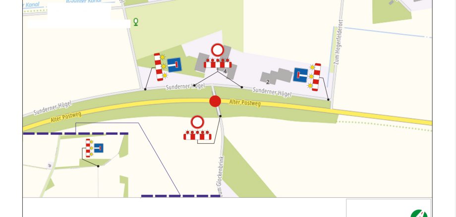 Baustelle Sundern Eine Straßenkarte in der die aktuelle Straßensperrung eingezeichnet ist.